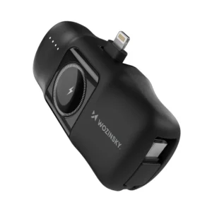 Mini powerbanka Wozinsky WF16-YLS 5000 mAh 15 W Lightning s káblom USB-C a nabíjačkou pre Apple Watch – čierna