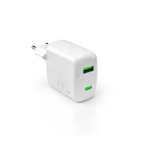 Sieťová nabíjačka Puro GaN 65 W USB-A + USB-C – biela