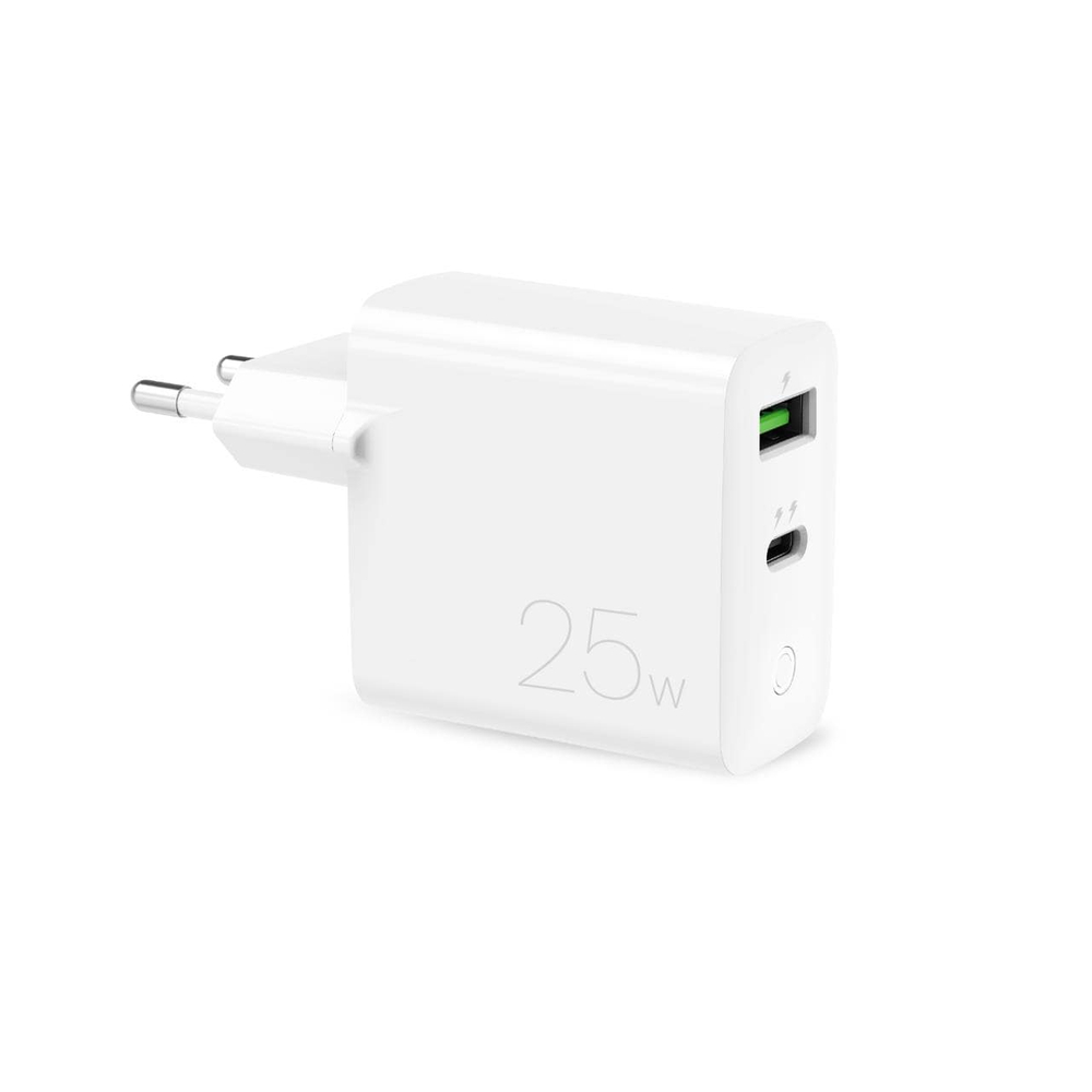 Nabíjačka Puro 25W Power Delivery USB-A USB-C – biela
