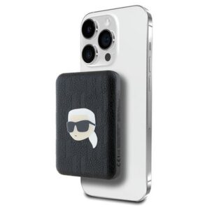 Powerbanka Karl Lagerfeld indukčný KLPB5FPGKSKIHK 16W 5000mAh čierna/čierna Karl Head Pin MagSafe