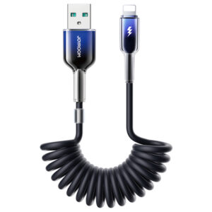 Špirálový kábel Joyroom séria Crystal-Clear S-A43 USB-A – Lightning 3 A, 1,5 m – čierna