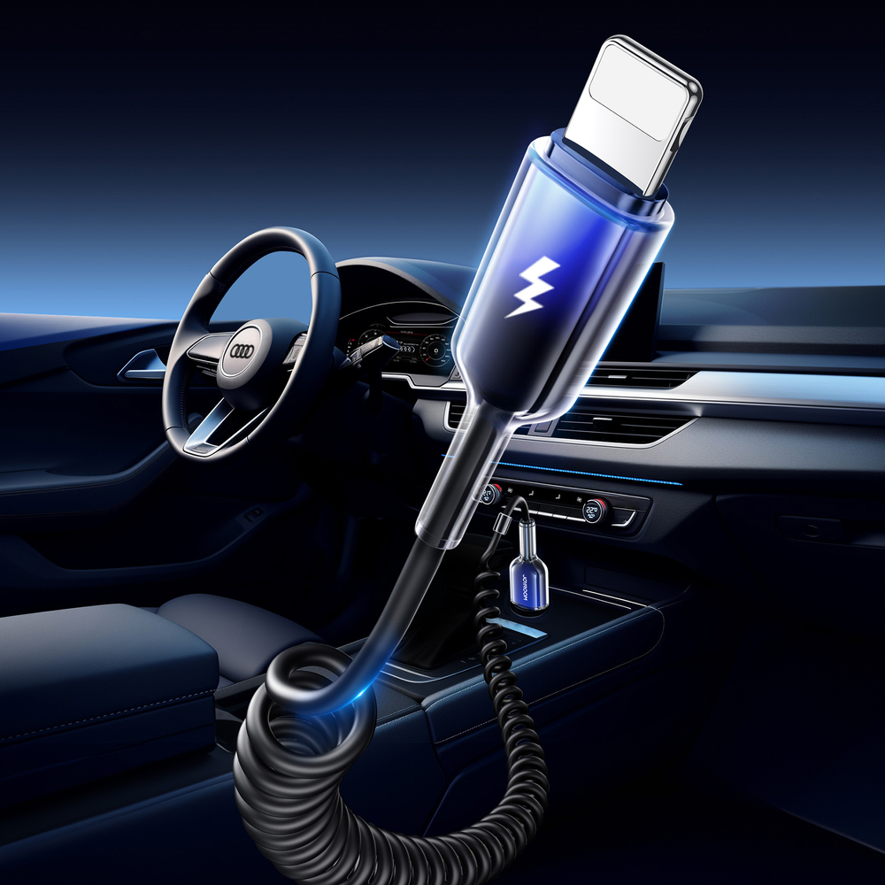 Špirálový kábel Joyroom séria Crystal-Clear S-A43 USB-A – Lightning 3 A, 1,5 m – čierna – Obrázok 3