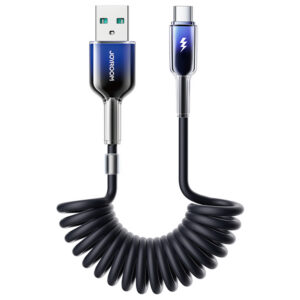 Špirálový kábel Joyroom séria Crystal-Clear S-A43 USB-A – USB-C 3 A, 1,5 m – čierna