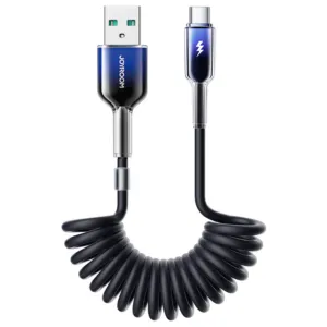 Špirálový kábel Joyroom séria Crystal-Clear S-A43 USB-A – USB-C 3 A, 1,5 m – čierna