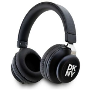 Bezdrôtové slúchadlá DKNY Metal Logo Bluetooth na uši – čierna
