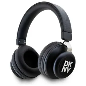 Bezdrôtové slúchadlá na uši DKNY Bluetooth s kovovým logom – čierna