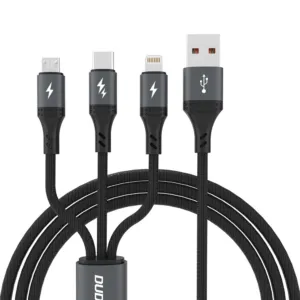 Kábel Dudao L3E 3v1 micro USB / USB-C / Lightning 60 W 1,2 m – čierna