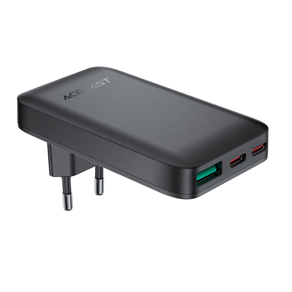 Nabíjačka Acefast A100 65W GaN 2 USB-C+ USB-A Ultra Slim – čierna