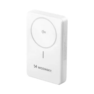 Powerbanka Wozinsky WLWP-10KA0Y3WS 22,5 W PD Qi2 10 000 mAh so stojanom, 1x USB-A, 1x USB-C – biela