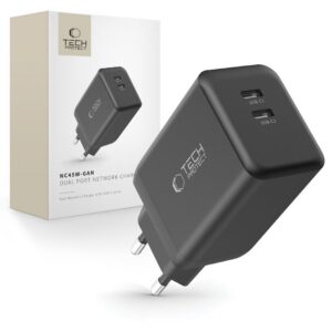 Sieťová nabíjačka Tech-Protect NC45W-GAN PD 45 W, 2 porty – čierna
