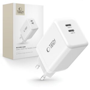 Sieťová nabíjačka Tech-Protect NC45W-GAN PD 45 W, 2 porty – biela