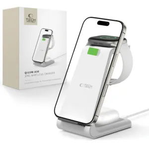 Nabíjacia stanica Tech-Protect QI15W-A36 3v1 pre Apple – biela