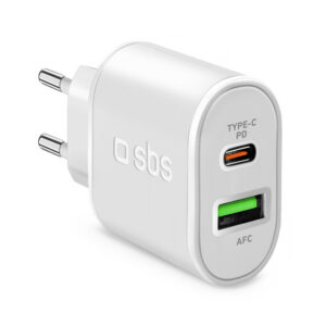 Nabíjačka SBS TETRPD20W 20W USB-A USB-C s Power Delivery – biela