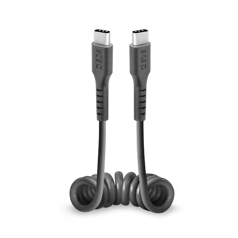 Kábel SBS TECABLETYPCCSK USB-C špirálový - USB-C 0.5m – čierna