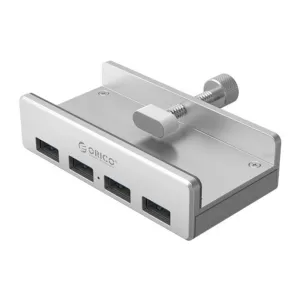 USB hub Orico MH4PU so svorkou na stôl, 4x USB-A 3.0 – strieborná