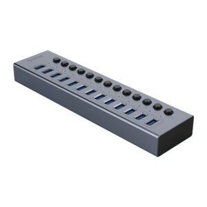 USB hub Orico BT2U3-13AB 13x USB-A 3.0 so spínačmi – sivá