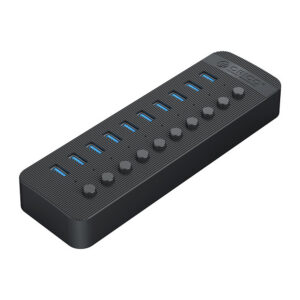 USB hub Orico CT2U3-10AB 10x USB-A 3.0 so spínačmi – čierna
