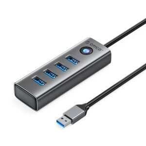 USB hub Orico PDD4U-U3 4x USB-A 3.0 – sivá