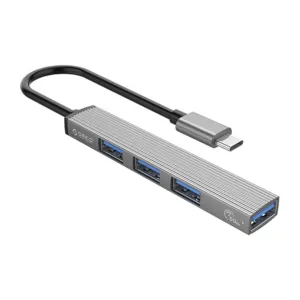 USB hub Orico AH-13 USB-C, dokovacia stanica 1x USB-A 3.0 + 3x USB-A 2.0 – sivá
