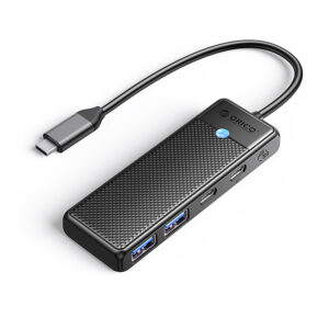 USB hub USB-C Orico PAPW2AC-C3 dokovacia stanica 2x USB-A 3.0 + 2x USB-C 3.0 – čierna