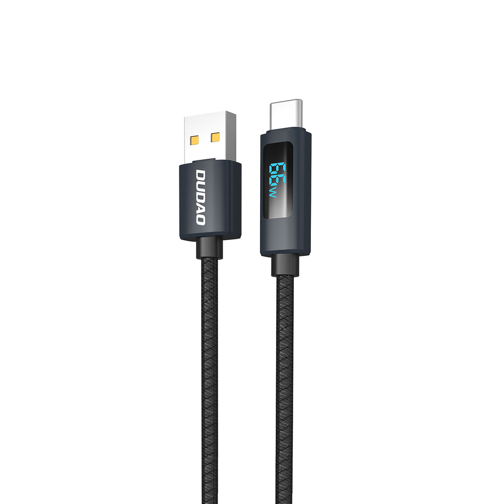 Kábel Dudao L7T USB-A - USB-C 66W s LED displejom 1m – čierna