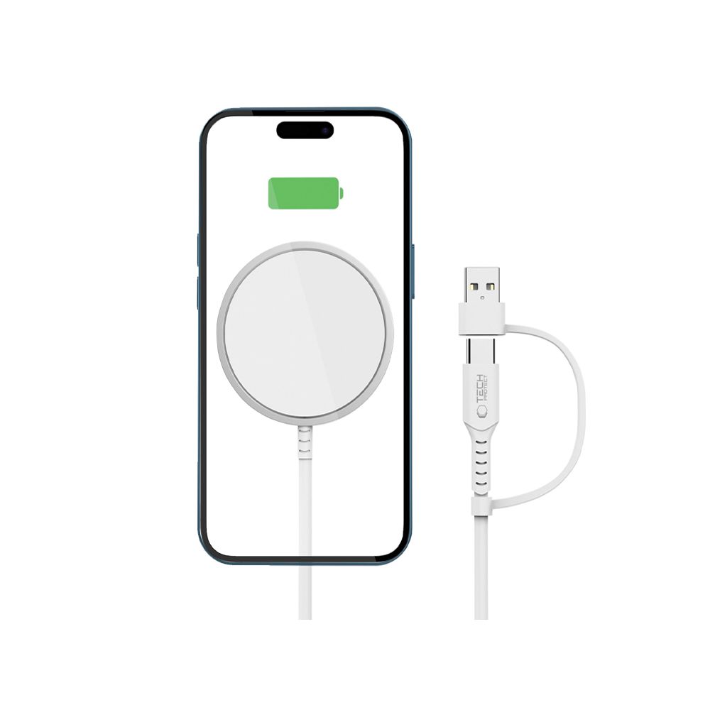 Magnetická bezdrôtová nabíjačka Tech-Protect QI15W-A44 s MagSafe – biela – Obrázok 2