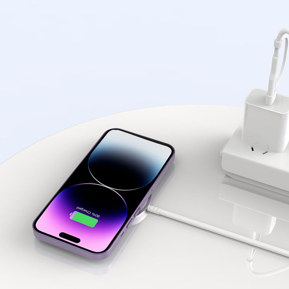 Magnetická bezdrôtová nabíjačka Tech-Protect QI15W-A44 s MagSafe – biela – Obrázok 5