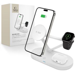 Bezdrôtová nabíjačka Tech-Protect QI15W-A41 3v1 s MagSafe pre zariadenia Apple – biela
