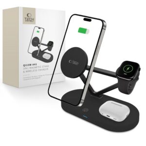 Bezdrôtová nabíjačka Tech-Protect QI15W-A41 3v1 s MagSafe pre zariadenia Apple – čierna