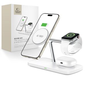 Bezdrôtová nabíjačka Tech-Protect QI15W-A45 3v1 s MagSafe pre zariadenia Apple – biela