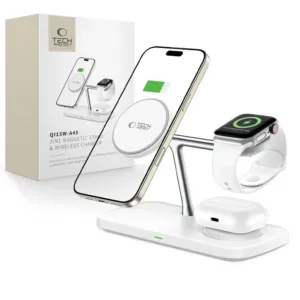 Bezdrôtová nabíjačka Tech-Protect QI15W-A45 3v1 s MagSafe pre zariadenia Apple – biela