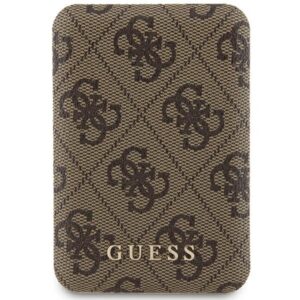Indukčná powerbanka Guess GUPB5FP4EMGW 4G Leather Metal Logo MagSafe 15 W 5000 mAh – hnedá