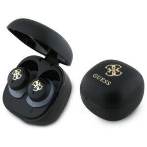 Bezdrôtové slúchadlá Guess GUTWSJ144ESK TWS Bluetooth s nabíjacím puzdrom a dúhovým logom 4G – čierna