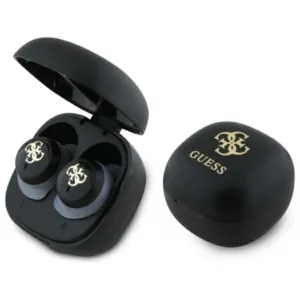 Bezdrôtové slúchadlá Guess GUTWSJ144ESK TWS Bluetooth s nabíjacím puzdrom a dúhovým logom 4G – čierna