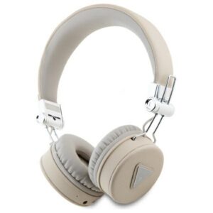 Bezdrôtové slúchadlá Guess GUBH70PGTSPSE na uši Bluetooth ENC, séria Grained Classic Round Shape – béžová
