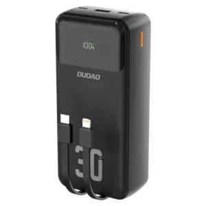 Powerbanka Dudao K15MAX 30 000 mAh PD 22,5 W so zabudovanými káblami – čierna