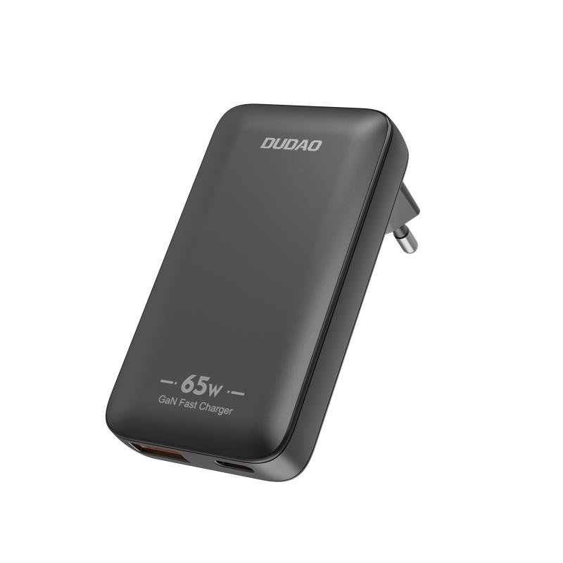 Cestovná sieťová nabíjačka Dudao A65Q GaN 65 W USB-A / USB-C PD, ultratenká, EU / US – čierna