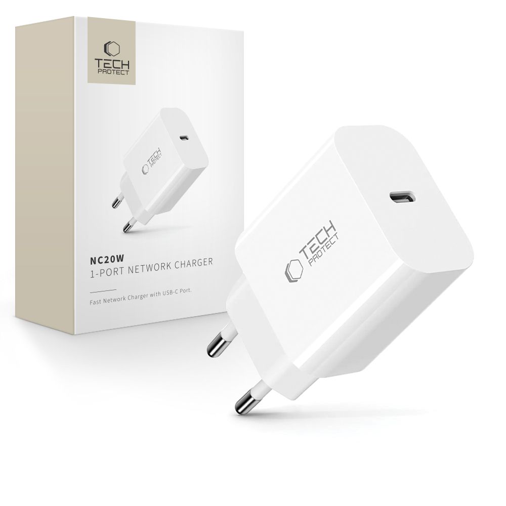 Nabíjačka Tech-Protect NC20W USB-C port – biela