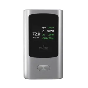 Powerbanka Puro 45 W 10 000 mAh USB-A, USB-C s displejom – sivá