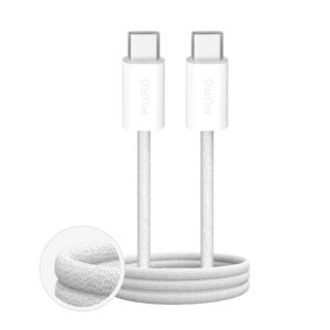 Opletený kábel Puro Fabrik 4 USB-C – USB-C 100 W, 1 m – biela