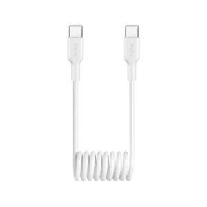 Špirálový kábel Puro USB-C – USB-C 25 W, 1 m – biela