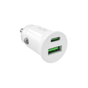 Nabíjačka do auta Puro Pro Lite 1x USB-A + 1x USB-C Power Delivery 20W – biela
