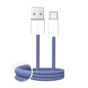 Opletený kábel Puro Fabrik 2.0 USB-A – USB-C 10 W, 1,5 m – modrá