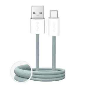 Opletený kábel Puro Fabrik 2.0 USB-A – USB-C 10 W, 1,5 m – zelená