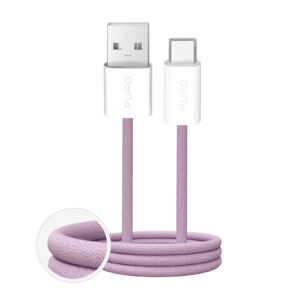 Opletený kábel Puro Fabrik 2.0 USB-A – USB-C 10 W, 1,5 m – ružová