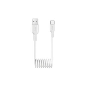 Špirálový kábel Puro USB-A – USB-C 10 W, 1 m – biela