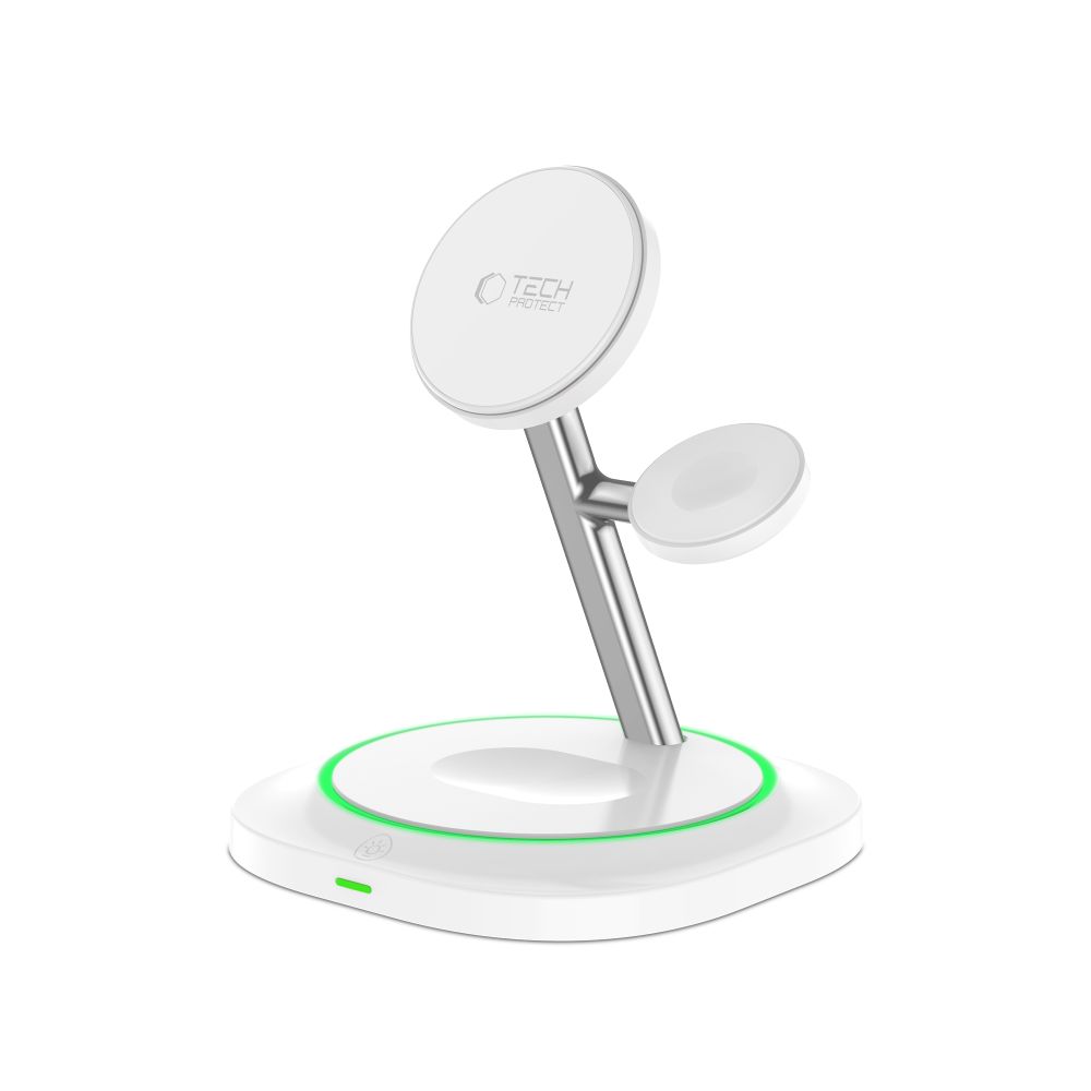 Magnetická indukčná nabíjačka Tech-Protect QI15W-A46 3v1 MagSafe – biela – Obrázok 4