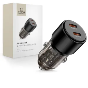 Nabíjačka do auta Tech-Protect CC03 PD 100 W, 2 porty – čierna