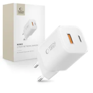 Sieťová nabíjačka Tech-Protect NCM33W PD 33 W / QC 3.0, 2 porty – biela