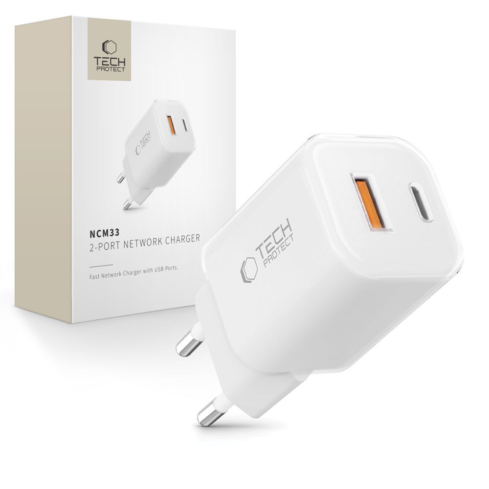 Nabíjačka Tech-Protect NCM33W 2-port PD33W/QC3.0 – biela